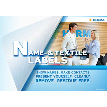 Name and textile labels with usage instructions: display names, make connections, present neatly, remove without residue.