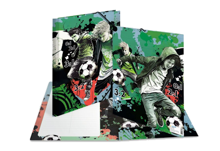 Folder with a football theme in multiple perspectives.