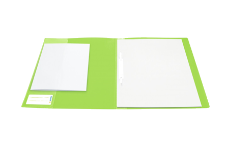 Open green binder from HERMA