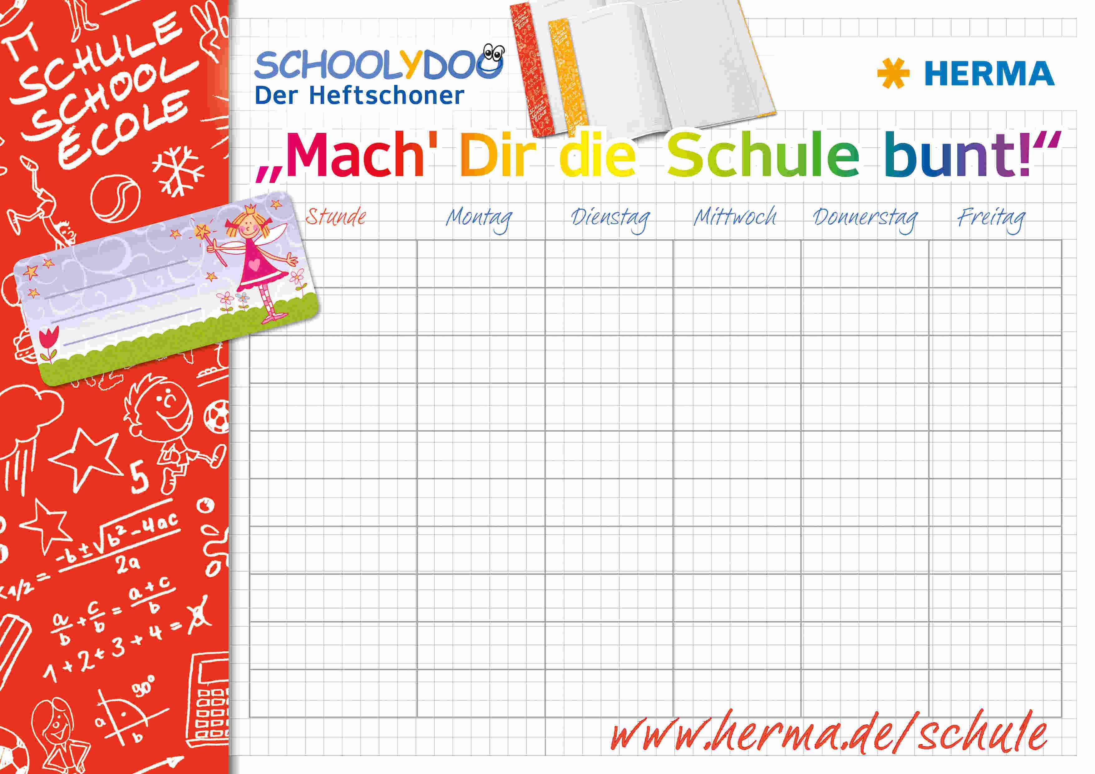 [Translate to English:] Abbildung: HERMA Stundenplan Home schooling