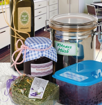 HERMA household labels on jars and boxes