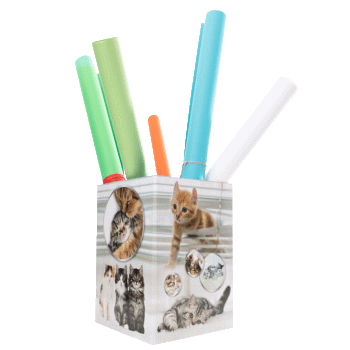 Cat-themed wastebasket