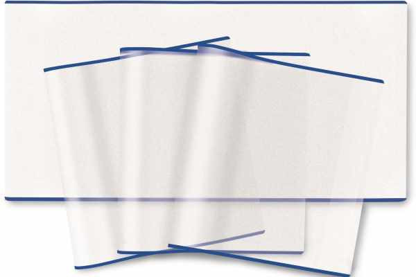 Transparent book cover with a blue border