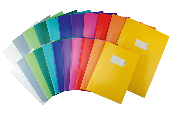 Image of cardboard book covers in various colors.