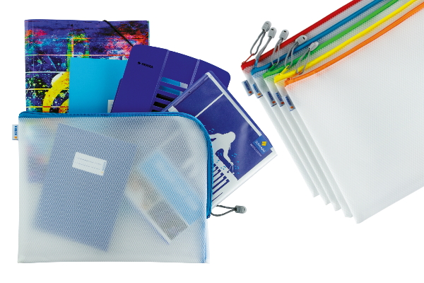 Universal bag filled with school supplies.