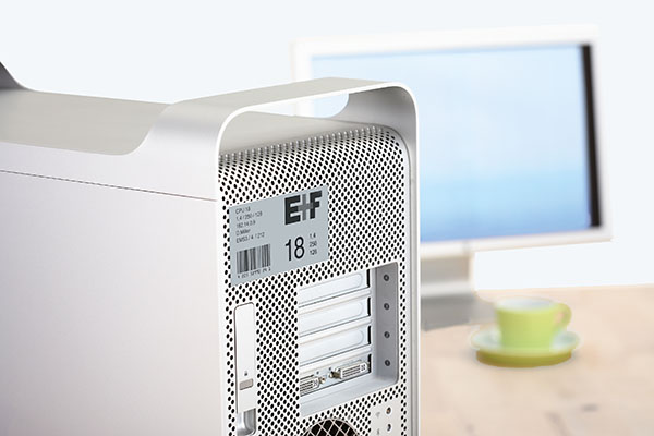 Image of inventory label on computer tower