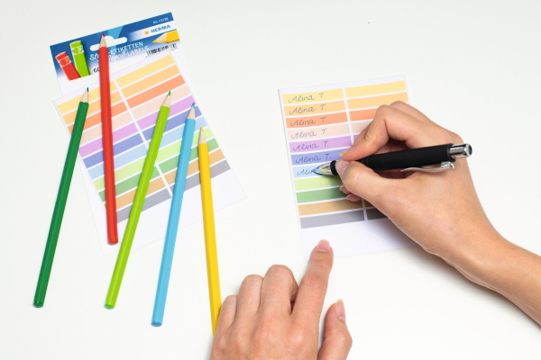 HERMA pen labels on a table