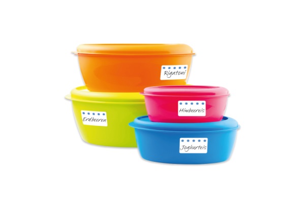 Freezer labels on Tupperware