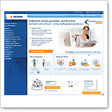 NERWA website with information on online design and printing, including features and instructions.