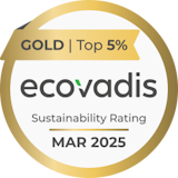 Gold medal for sustainability assessment from EcoVadis, top 5%, valid until March 2025.