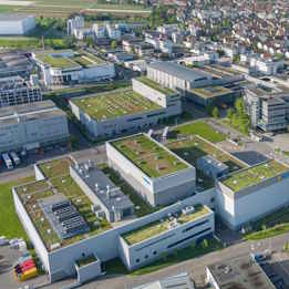 Aerial view of the HERMA Campus in Filderstadt.