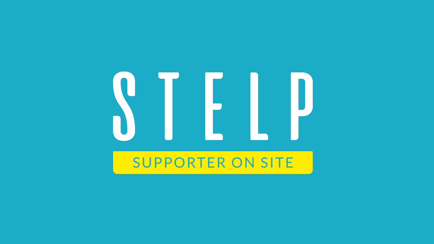 STELP, local supporters, in modern lettering on a turquoise background.
