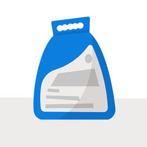 Blue packaging design with a handle, featuring a flat surface and a rounded end. May contain product information.
