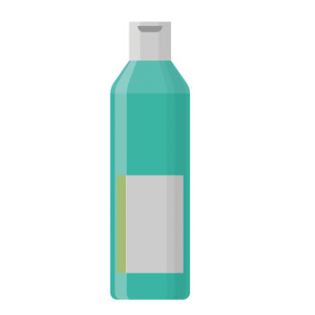 Turquoise bottle with a white label that can be used for liquids like shampoo or shower gel.
