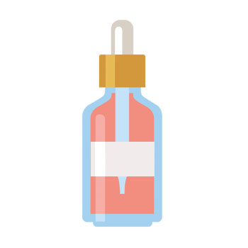 A dropper bottle with a golden cap and red liquid, which can be used for cosmetic or medical purposes.