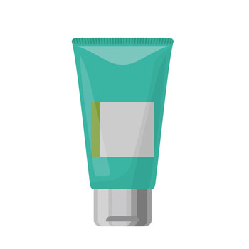 Turquoise tube container with a silver cap, featuring a blank label for product information.