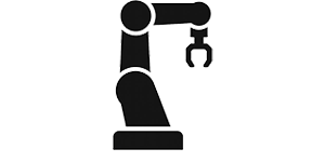 Industrial robotic arm with a gripping mechanism, used for automated tasks in manufacturing.