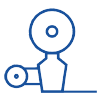 A simple, schematic diagram of a belt drive with two gears, illustrating the connection and movement.