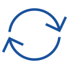 Blue circular symbol with two arrows representing a cycle, commonly used for updates or synchronization.