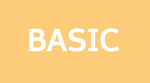 The text "BASIC" in large white letters on an orange background.