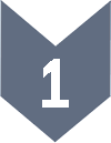Gray arrowhead with the number one in the center, pointing downwards.