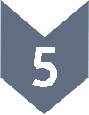 Gray, downward-pointing arrow shape with the number five in white.