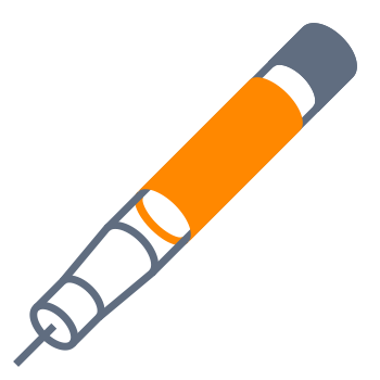 An orange marker with a gray body, displayed against a neutral background color.