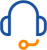 A blue headphone icon with an orange microphone, together symbolizing a stylized representation of audio or communication.