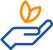 A stylized logo featuring a blue hand symbol with an orange heart above it.