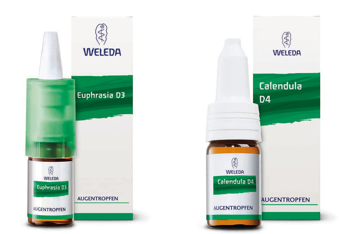 Weleda products Euphrasia and Calendula in bottles