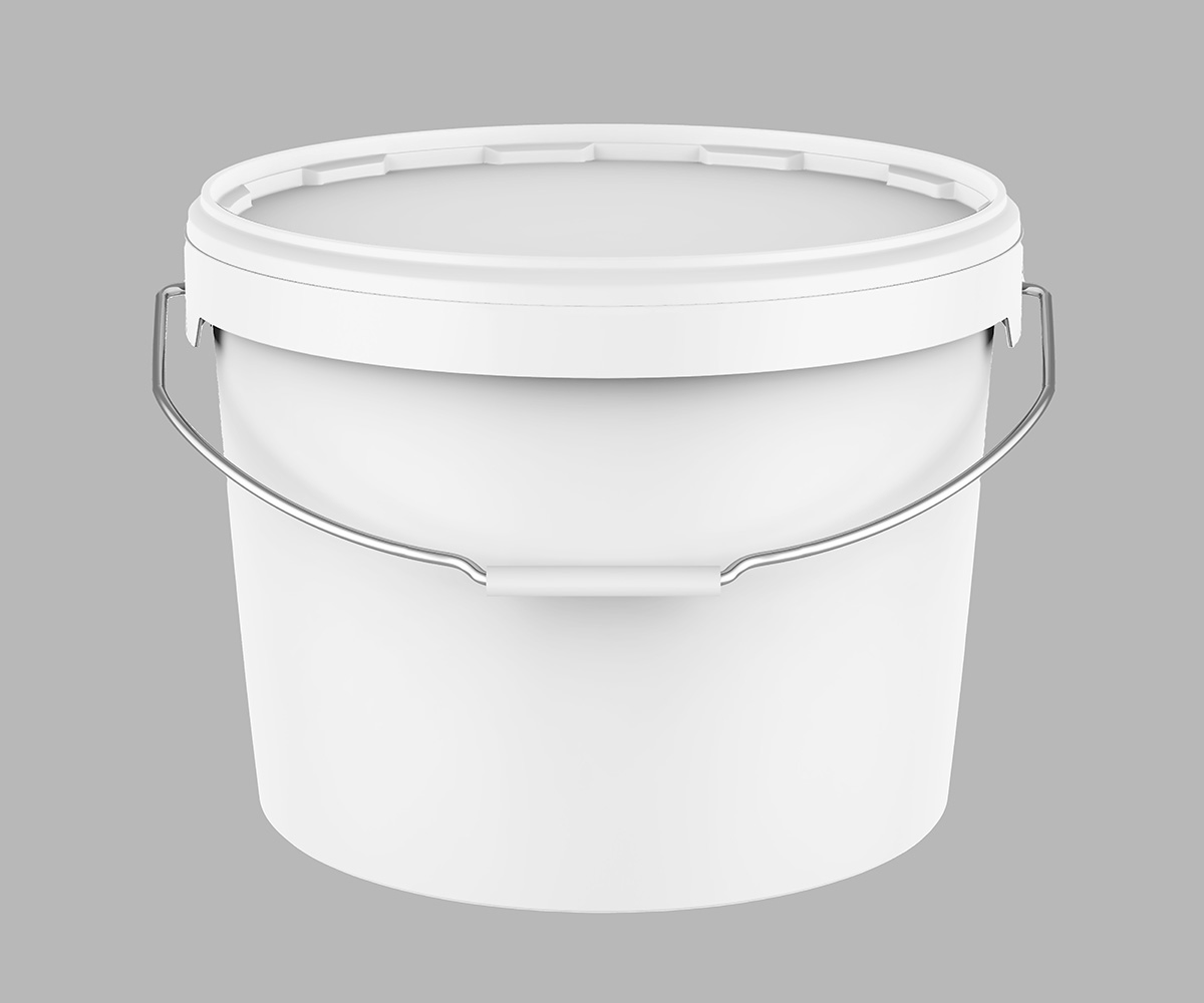 Solutions for the construction materials sector: Oval paint bucket, without label.