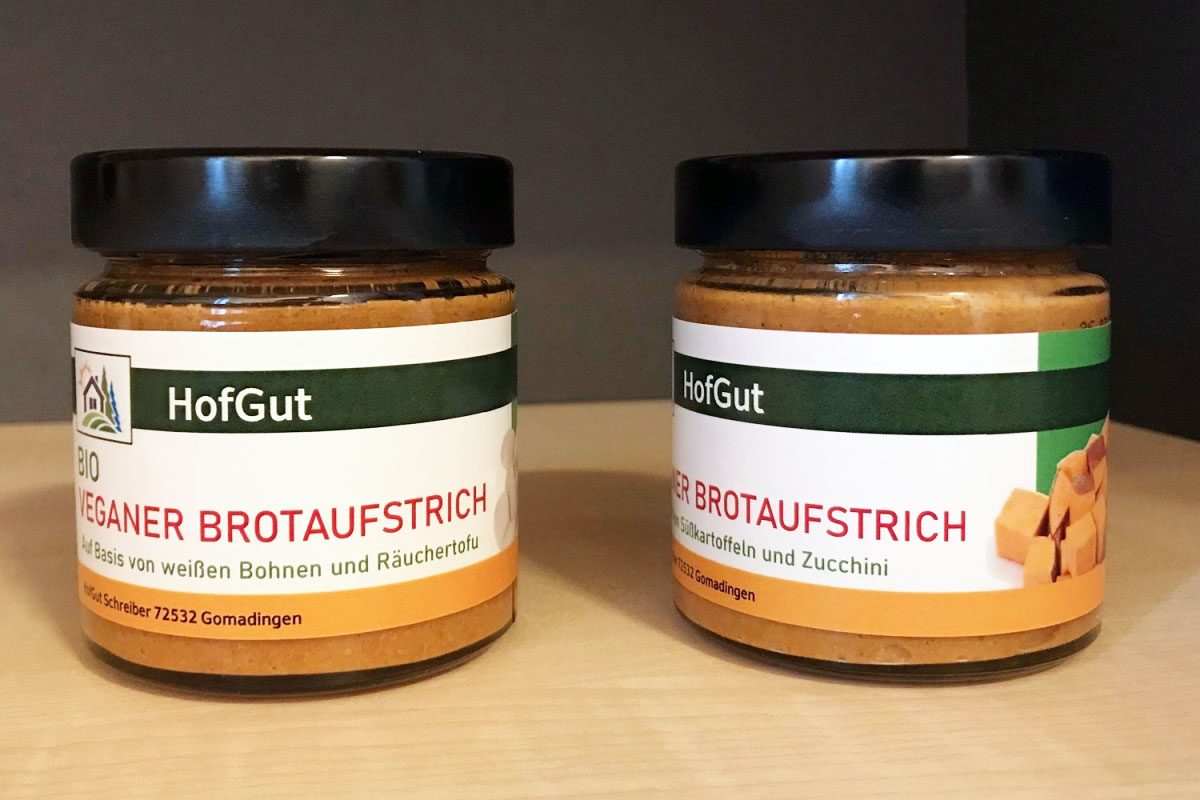 Order roll labels online in digital printing: Glass labels for vegan spread, 2 jars