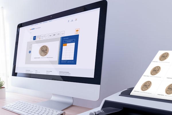 HERMA Label Assistant online: Design labels on screen. Printers with self-printed labels.