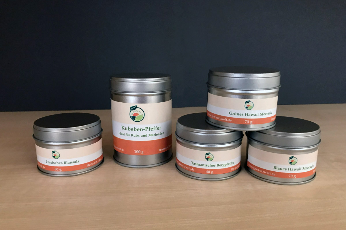 Order roll labels online in digital printing: Spice labels for aluminum cans