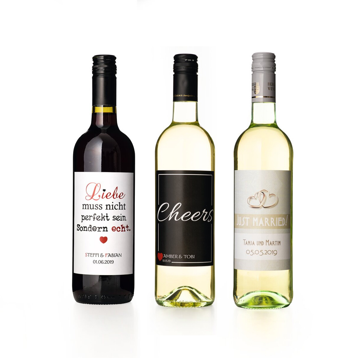 Application of creatively designed labels on wine bottles, private sector.