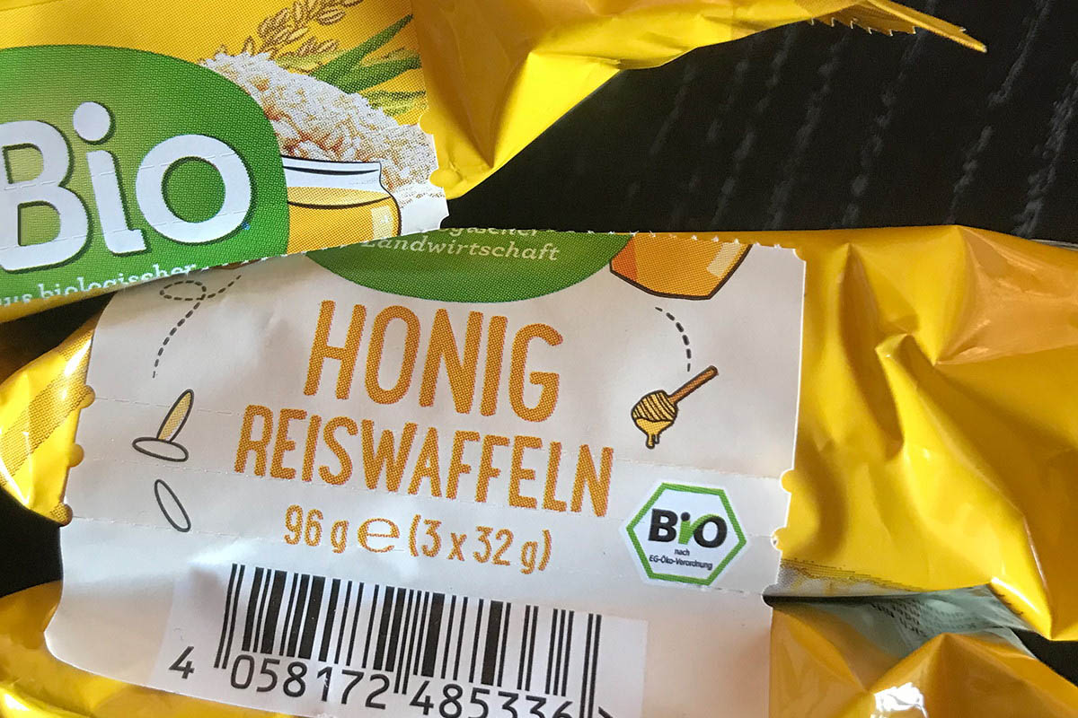 Label with perforation on rice cake packaging