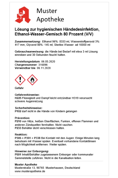 Example Label for Disinfectant