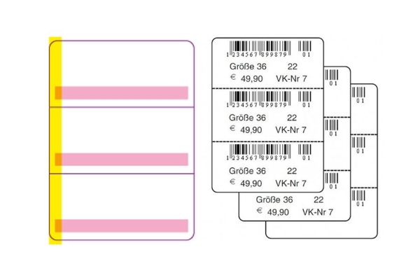 Shoe labels as duplex labels, also known as sandwich labels.