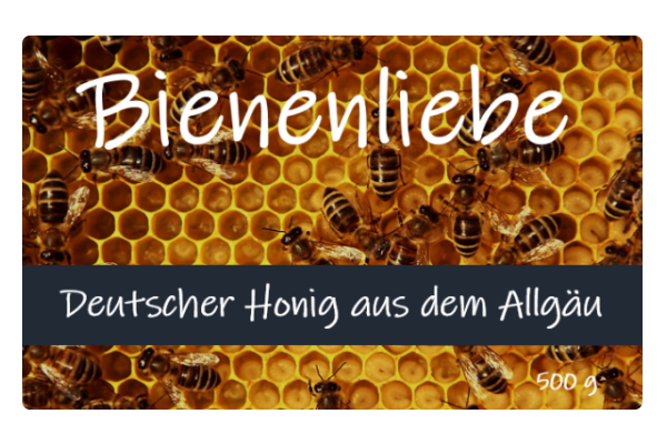 Order roll labels online in digital printing: Bienenliebe honey label, rectangular