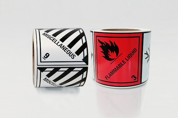 Hazardous Material and Dangerous Goods Labels: Hazard Labels on a Roll, 2 Designs