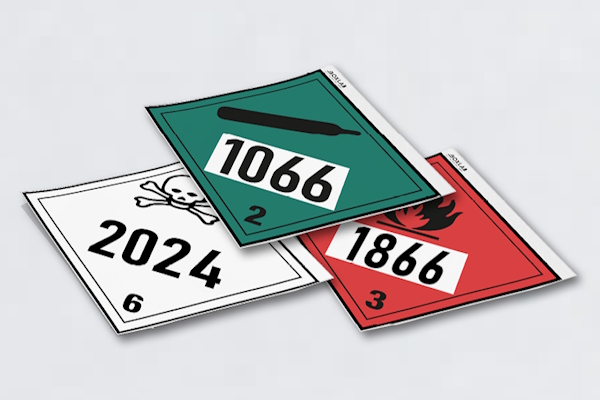 Hazardous material and dangerous goods labels: Placards / large labels customized with UN number