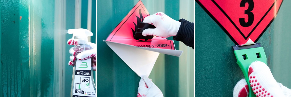 Hazardous substance and hazardous goods labels: Tools for BIO cleaner, squeegee, scraper