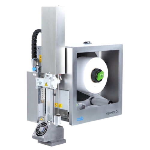 HERMA InNo-Liner: High-performance printer HERMES QL from cab, equipped with a large roll holder and a precise printing unit for HERMA InNo-Liner labels.