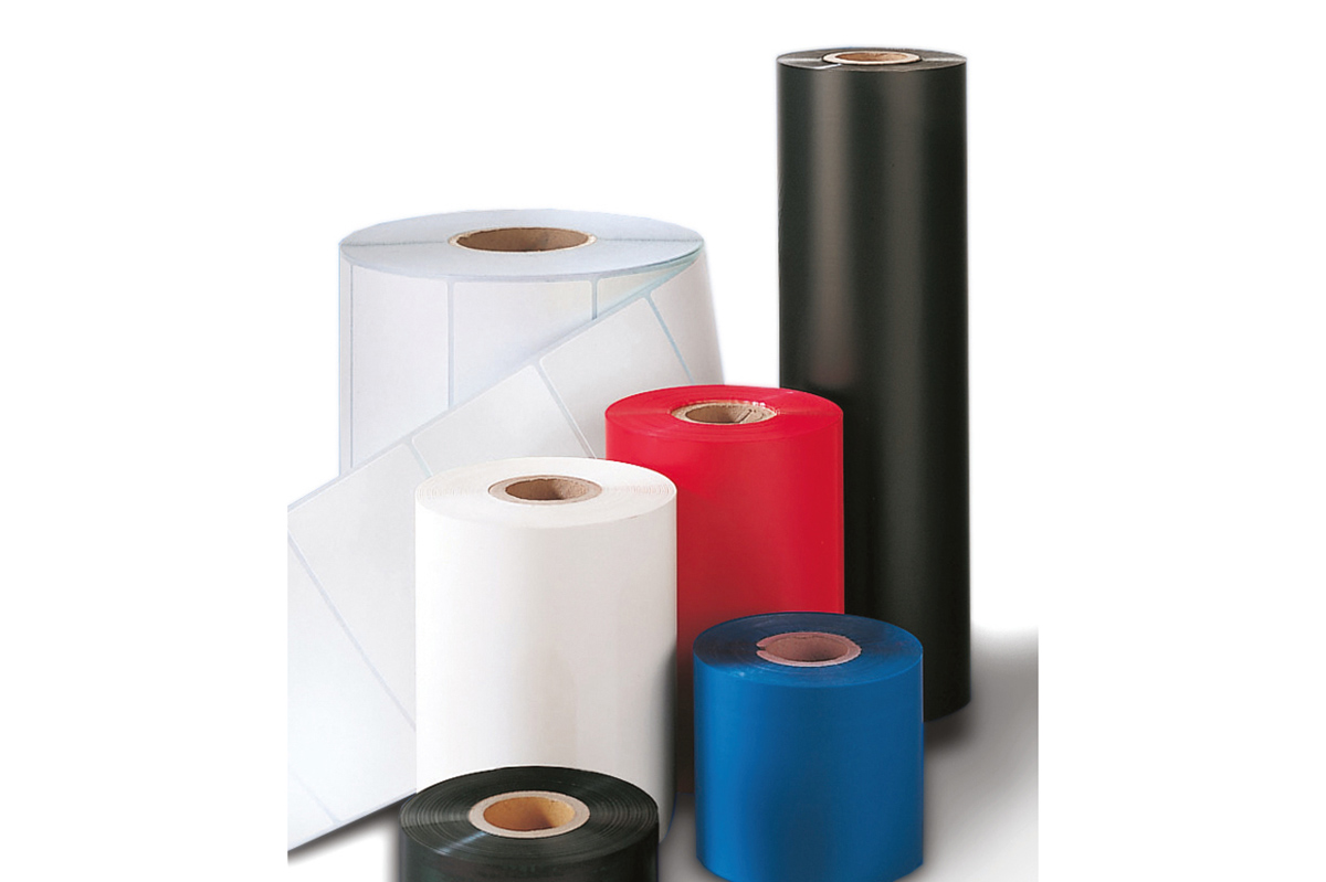Thermal transfer ribbons (TT ribbons): available in various sizes and colors.