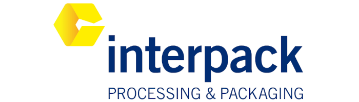 Logo of interpack, a trade fair for processing and packaging, with the slogan 'PROCESSING & PACKAGING.
