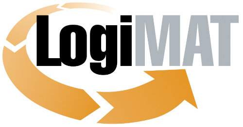 LogiMAT logo featuring a curved arrow representing a cycle, in black and orange on a light background.