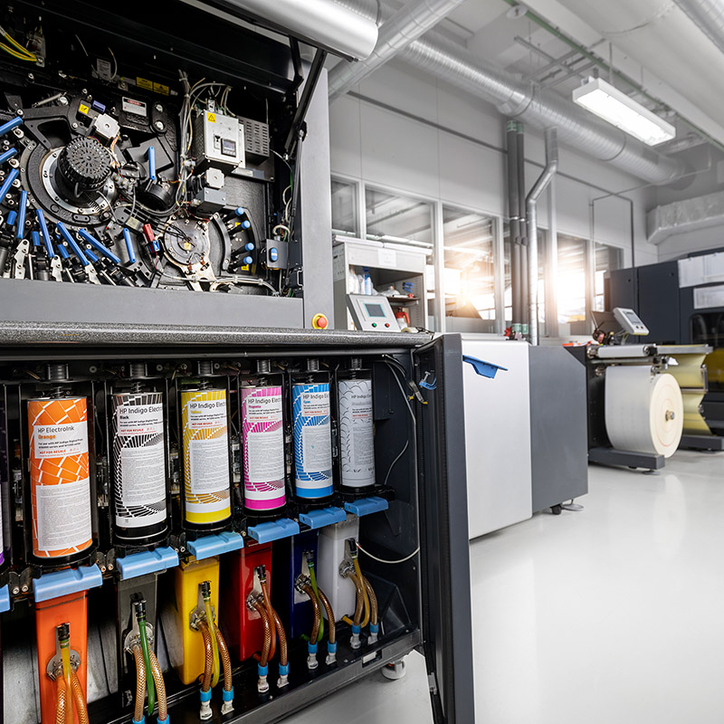 HERMA digital printing machine HP Indigo, opened color unit