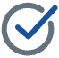 A gray circle with a blue checkmark in the center, symbolizing a completed or confirmed state.