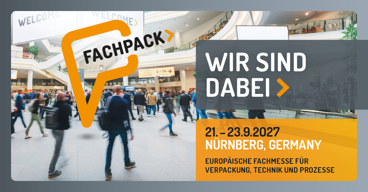 FachPack trade fair in Nuremberg, Germany, from September 21 to 23, 2027, focusing on packaging, technology, and processes.