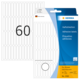 Haftetiketten von Herma, 5 x 35 mm, 32 Etiketten pro Bogen, insgesamt 1920 Etiketten, mit der Nummer 60 auf dem Bogen.